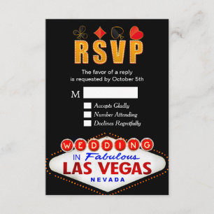 RSVP Las Vegas Sign Weddenschap Neon Light Reply C Kaartje
