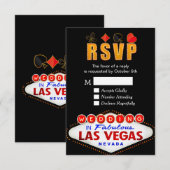 RSVP Las Vegas Sign Weddenschap Neon Light Reply C Kaartje (Voorkant / Achterkant)