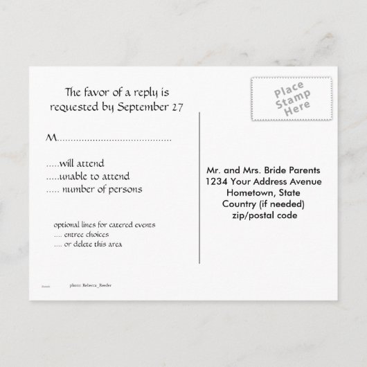 RSVP Las Vegas Wedding Guest Response Uitnodiging Briefkaart (Achterkant)