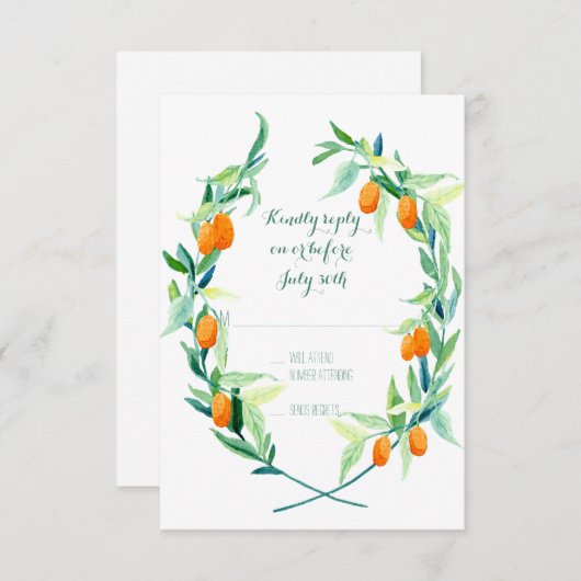 RSVP Laurel Wreath Kumquat Branch Modern Simple (Voorkant / Achterkant)