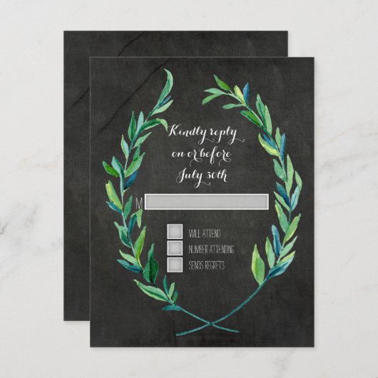RSVP Laurel Wreath Olive Leaf Branch Chalkboard (Voorkant / Achterkant)