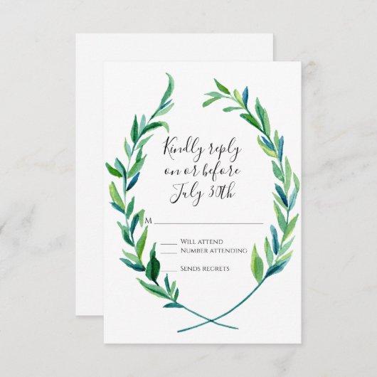 RSVP Laurel Wreath Olive Leaf Branch Modern Simple (Voorkant / Achterkant)