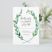 RSVP Laurel Wreath Olive Leaf Branch Modern Simple Kaartje (Staand voorkant)