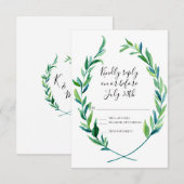 RSVP Laurel Wreath Olive Leaf Branch Modern Simple Kaartje (Voorkant / Achterkant)