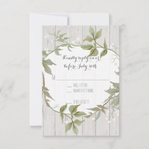 RSVP Laurel Wreath Rustic Country Foliage Wooden Kaartje