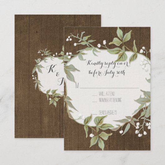 RSVP Laurel Wreath Rustieke Zomer Outdoor Bruiloft (Voorkant / Achterkant)