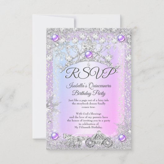 RSVP Lavendel paarse Quinceanera Winter Carriage (Voorkant)