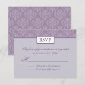 RSVP - Lavender Damask Reply Cards Kaartje (Voorkant / Achterkant)