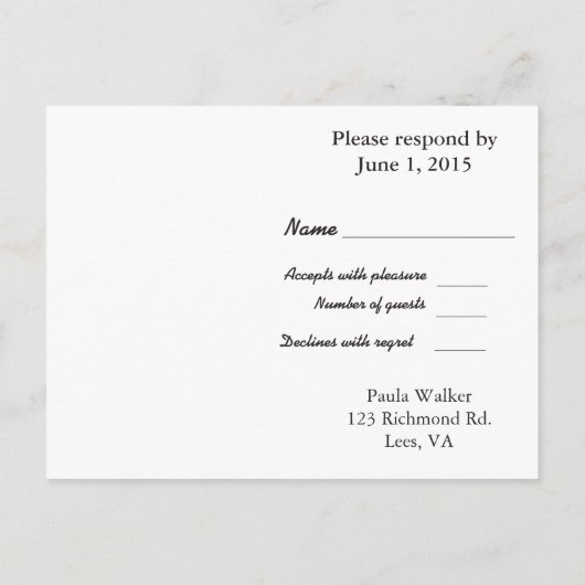 RSVP-lavender en witzwuiten Uitnodiging Briefkaart (Achterkant)