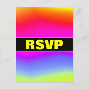 "RSVP" + leuk veelkleurig regenboogachtig patroon Uitnodiging Briefkaart