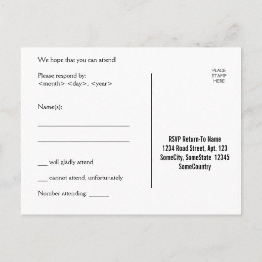 "RSVP" + leuk veelkleurig regenboogachtig patroon Uitnodiging Briefkaart (Achterkant)