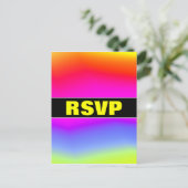 "RSVP" + leuk veelkleurig regenboogachtig patroon Uitnodiging Briefkaart (Staand voorkant)