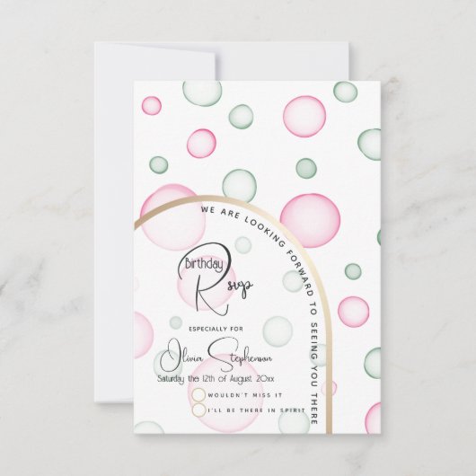RSVP | Levendige leuke roze en groene bubbels (Voorkant)