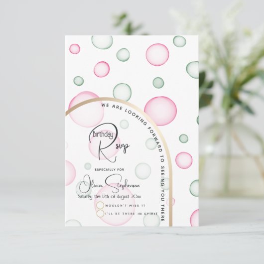 RSVP | Levendige leuke roze en groene bubbels (Staand voorkant)