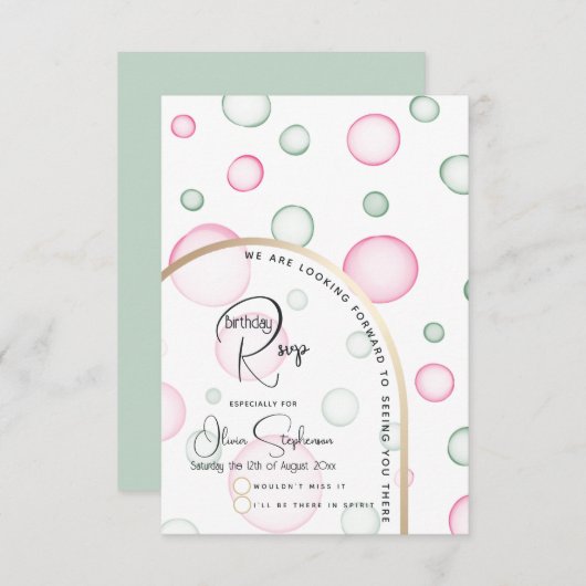 RSVP | Levendige leuke roze en groene bubbels (Voorkant / Achterkant)