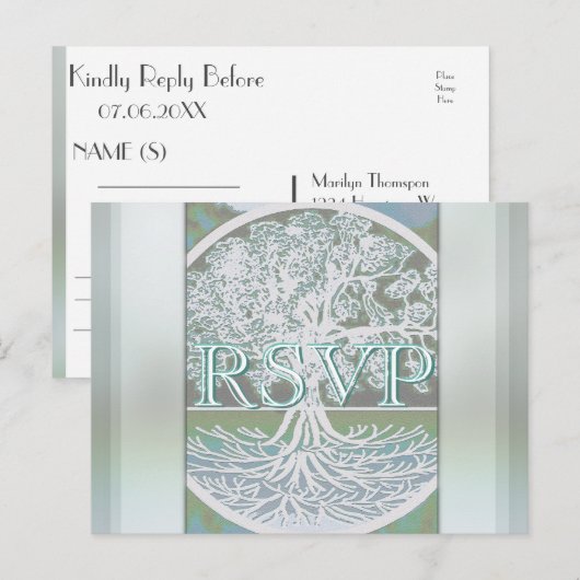 RSVP | Levensboom Uitnodiging Briefkaart (Voorkant / Achterkant)