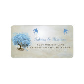 RSVP Licht Poeder Blauw Hart Blad Boom Etiket (Voorkant)