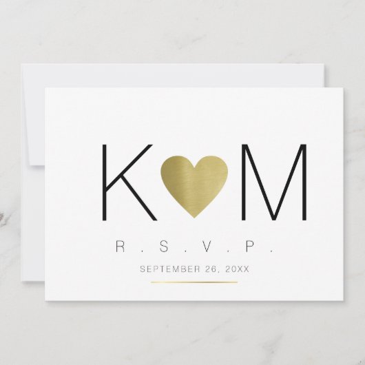 rsvp-liefde en paar initialen, helder en elegant kaart (Voorkant)