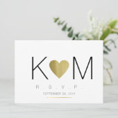 rsvp-liefde en paar initialen, helder en elegant kaart (Staand voorkant)