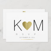 rsvp-liefde en paar initialen, helder en elegant kaart (Voorkant / Achterkant)