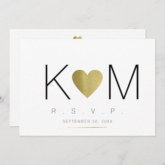 rsvp-liefde en paar initialen, helder en elegant kaart (Voorkant / Achterkant)