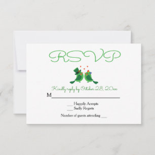 RSVP Liefdesvogel Groen & Wit Trouwfeest Uitnodigi Kaartje