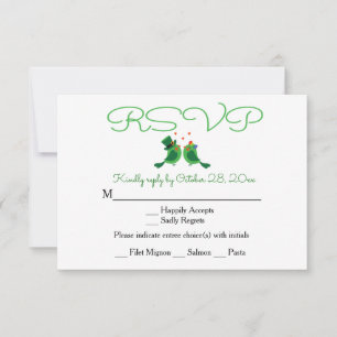 RSVP Liefdesvogel Groen & Witte Huwelijksfeestkaar Kaartje