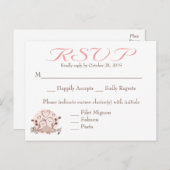 RSVP Lovebirds Roze en Bruin Reactie Kaart (Voorkant / Achterkant)