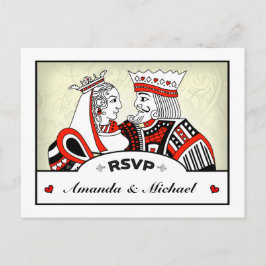 RSVP Lucky In Love Koning Koningin Bruiloft Briefk Uitnodiging Briefkaart