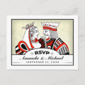 RSVP Lucky In Love Koning Koningin Bruiloft Briefk Uitnodiging Briefkaart (Voorkant)