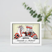 RSVP Lucky In Love Koning Koningin Bruiloft Briefk Uitnodiging Briefkaart (Staand voorkant)