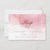 RSVP-maaltijdkeuze | Roze Waterverf RSVP Kaartje (Voorkant)