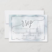 RSVP-maaltijdkeuze | Silver Blue Winter Wonderland RSVP Kaartje (Voorkant)
