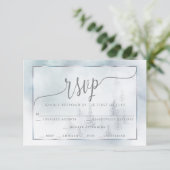 RSVP-maaltijdkeuze | Silver Blue Winter Wonderland RSVP Kaartje (Staand voorkant)