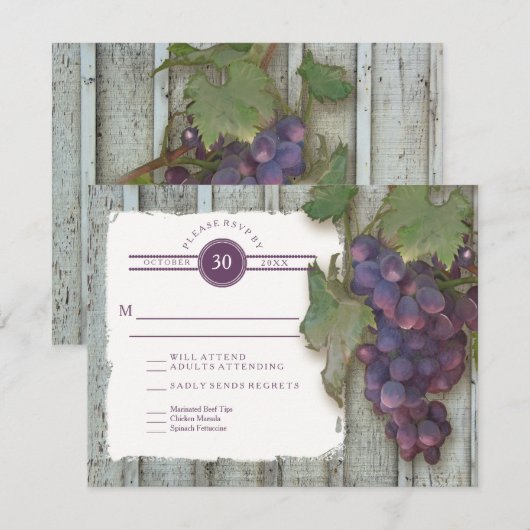 RSVP Maaltijdmenu Opties Hout n Wijngaard (Voorkant / Achterkant)