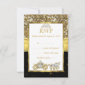 RSVP Magische Quinceanera Gouden Zwarte Paard Koet (Achterkant)