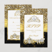 RSVP Magische Quinceanera Gouden Zwarte Paard Koet (Voorkant / Achterkant)
