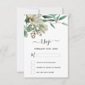 RSVP Magnolia Eucalyptus Waterverf Elegant Kaart (Voorkant)