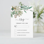 RSVP Magnolia Eucalyptus Waterverf Elegant Kaart (Staand voorkant)