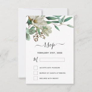 RSVP Magnolia Eucalyptus Waterverf Elegant Kaart