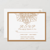 RSVP Mandala Bruin Boho Indiase bruiloft Modern Uitnodiging Briefkaart (Voorkant / Achterkant)