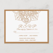 RSVP Mandala Bruin Boho Indiase bruiloft Modern Uitnodiging Briefkaart (Voorkant)