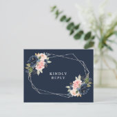 RSVP marinevertrouwend lijst met blauwe zilver Briefkaart (Staand voorkant)