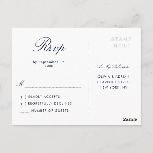 RSVP marinevertrouwend lijst met blauwe zilver Briefkaart (Achterkant)