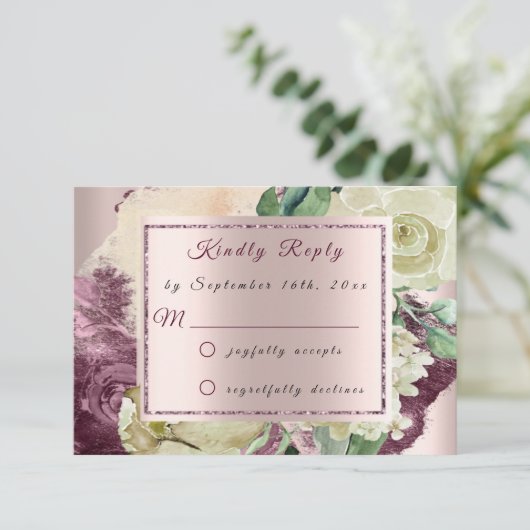 RSVP Marsala Ivory Rozen Floral Blush Burgundy (Staand voorkant)