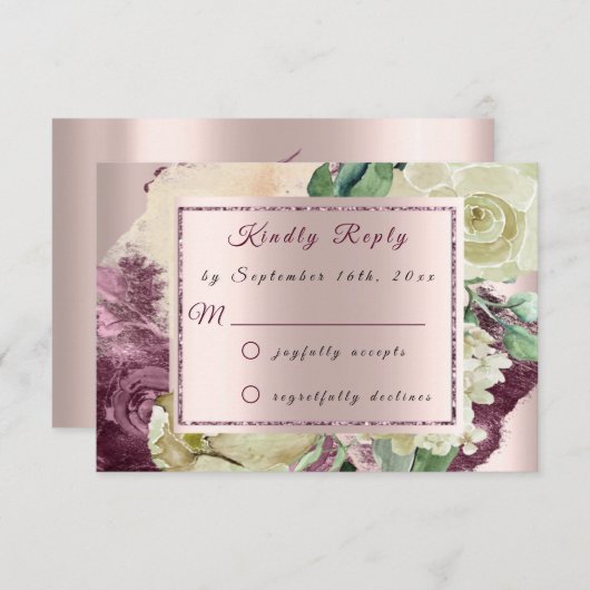 RSVP Marsala Ivory Rozen Floral Blush Burgundy (Voorkant / Achterkant)