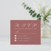 RSVP Marsala Simple Budget Wedding Response Kaart (Staand voorkant)