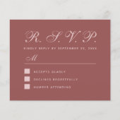 RSVP Marsala Simple Budget Wedding Response Kaart (Voorkant)