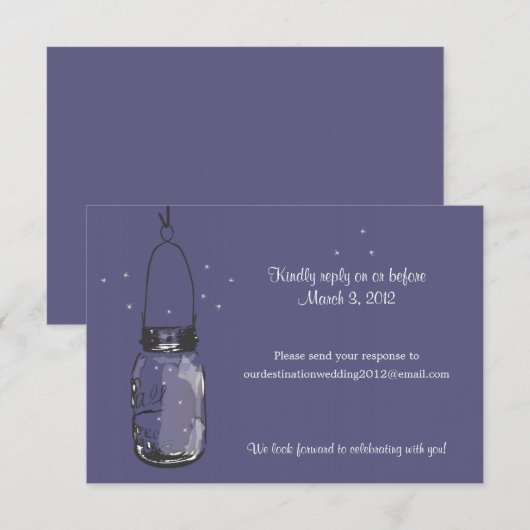 RSVP Mason Jar & Fireflies Weddenschap (Voorkant / Achterkant)