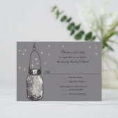 RSVP Mason Jar & Fireflies Weddenschap Kaartje (Staand voorkant)